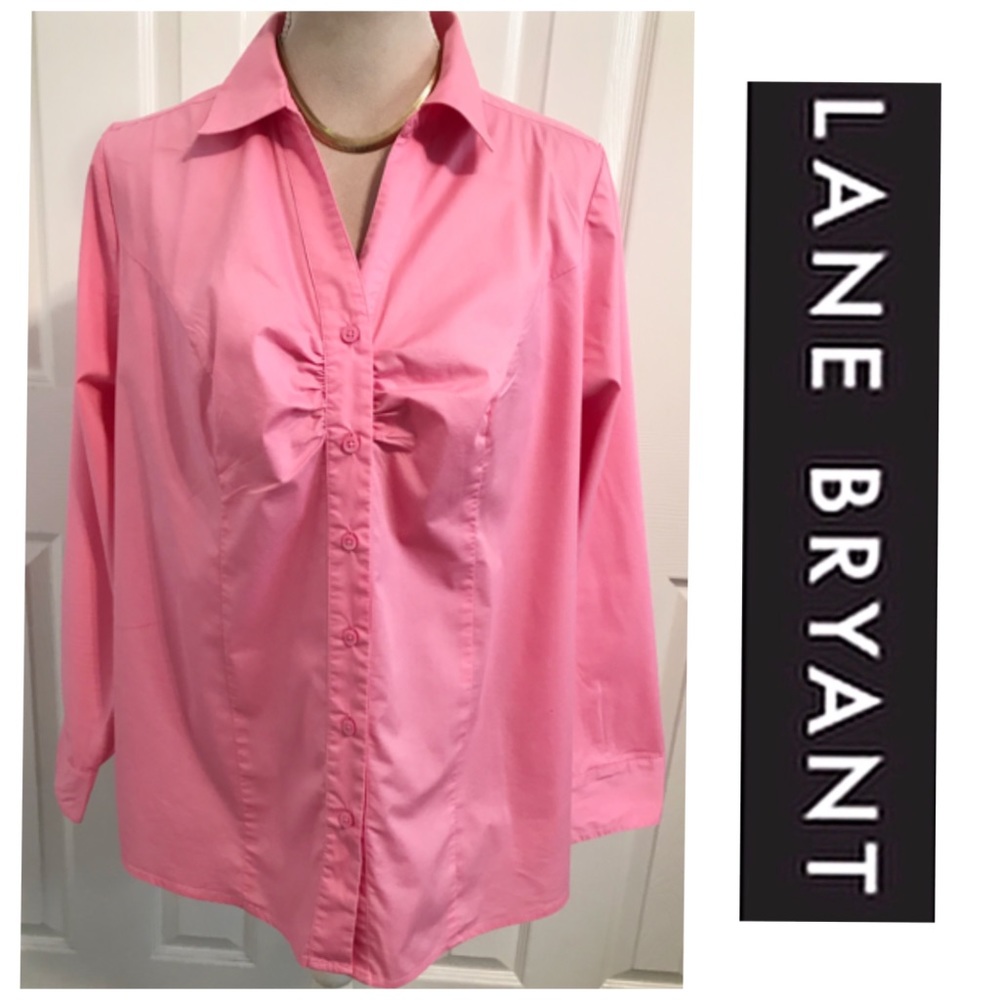 Lane Bryant, Long Sleeve, Button Down Pink Shirt